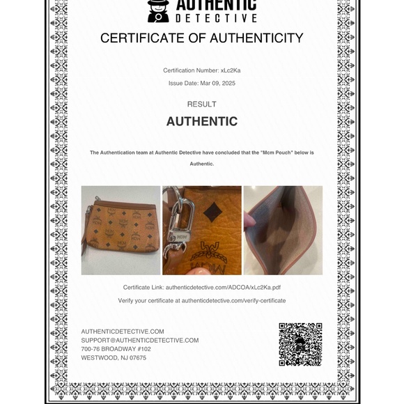 MCM Cognac Leather Trimmed Visetos Zippered Pouch/Wristlet w/ COA - Picture 12 of 12